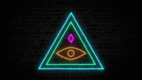 Alles-Sehende-Augenpyramidensymbol-In-Der-Leuchtreklame